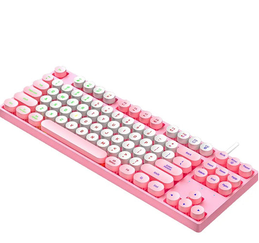 VoltDeck K550 Retro Punk Mechanical Keyboard (Pink Typewriter Style)